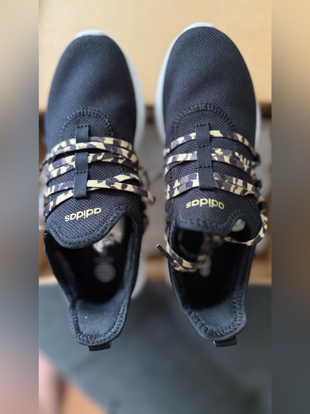 adidas Black Slip-On Sneaker with Leopard Print Laces